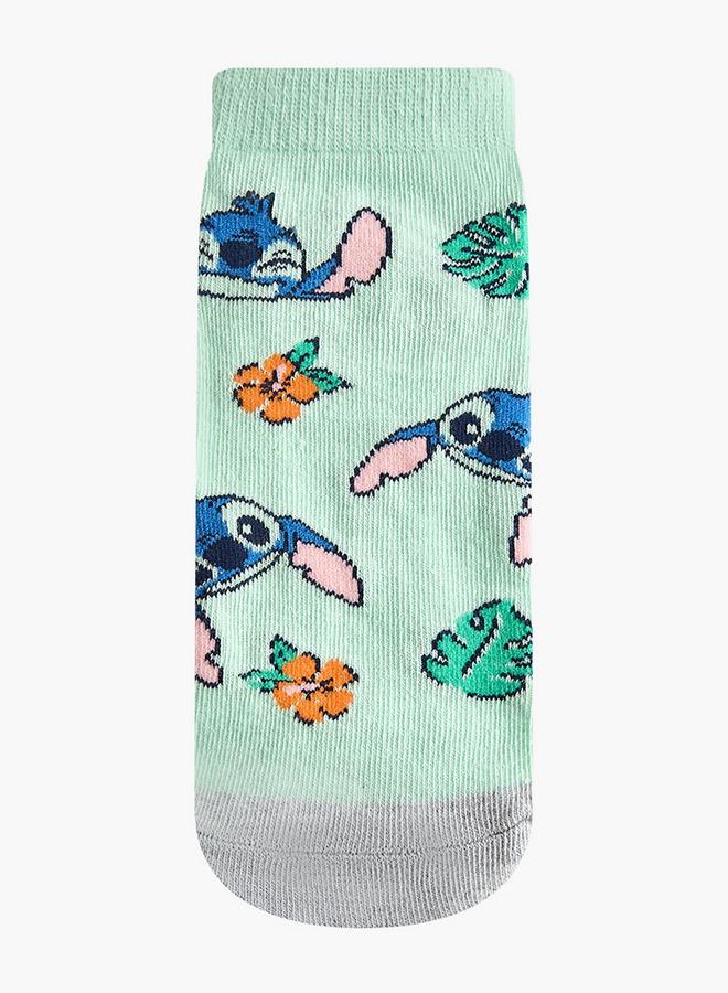 Disney Pack Of 5 Girls Socks Ankle Length Stitch Print - Image 2